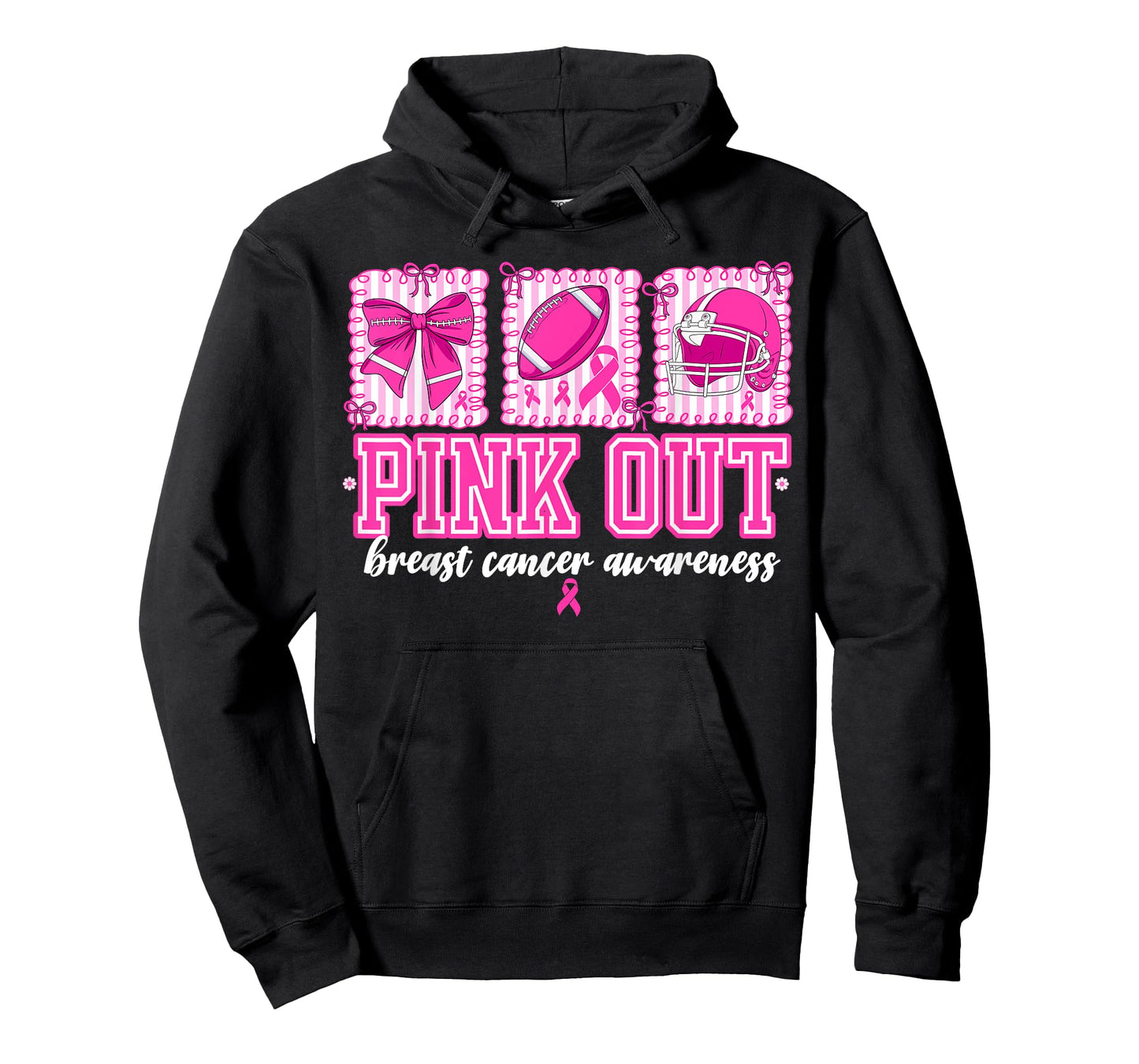 Preppy Pink Out Breast Cancer Football Coquette Bow Women T-Shirt
