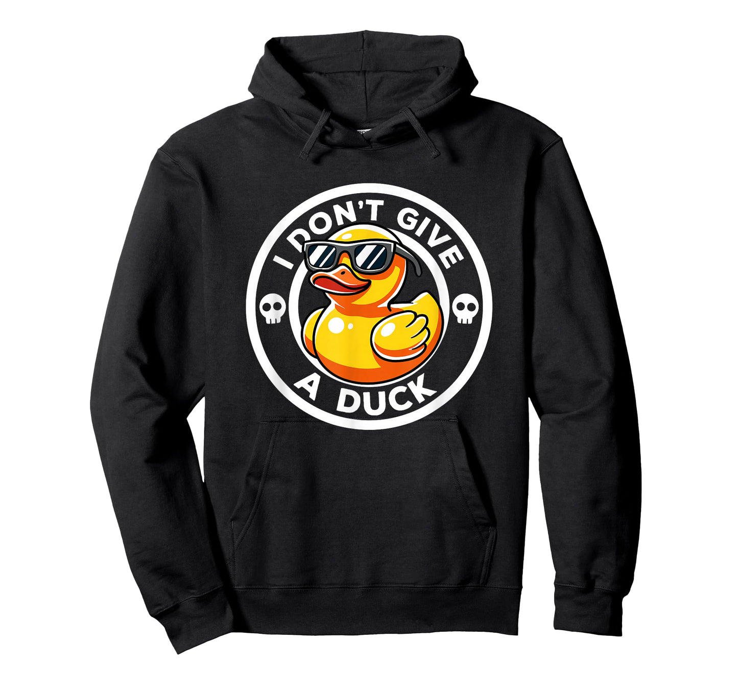 I Don't Give A Duck Irony And Sarcasm Yellow Duck Unisex-Adults T-Shirt, Black, Small, Short Sleeve, Humorous-Duck-Themed, Christmas, Winter