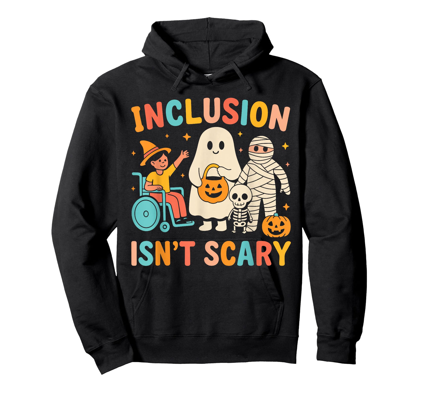 Inclusion Isn't Scary Teacher Skeleton Ghost Cute Halloween T-Shirt