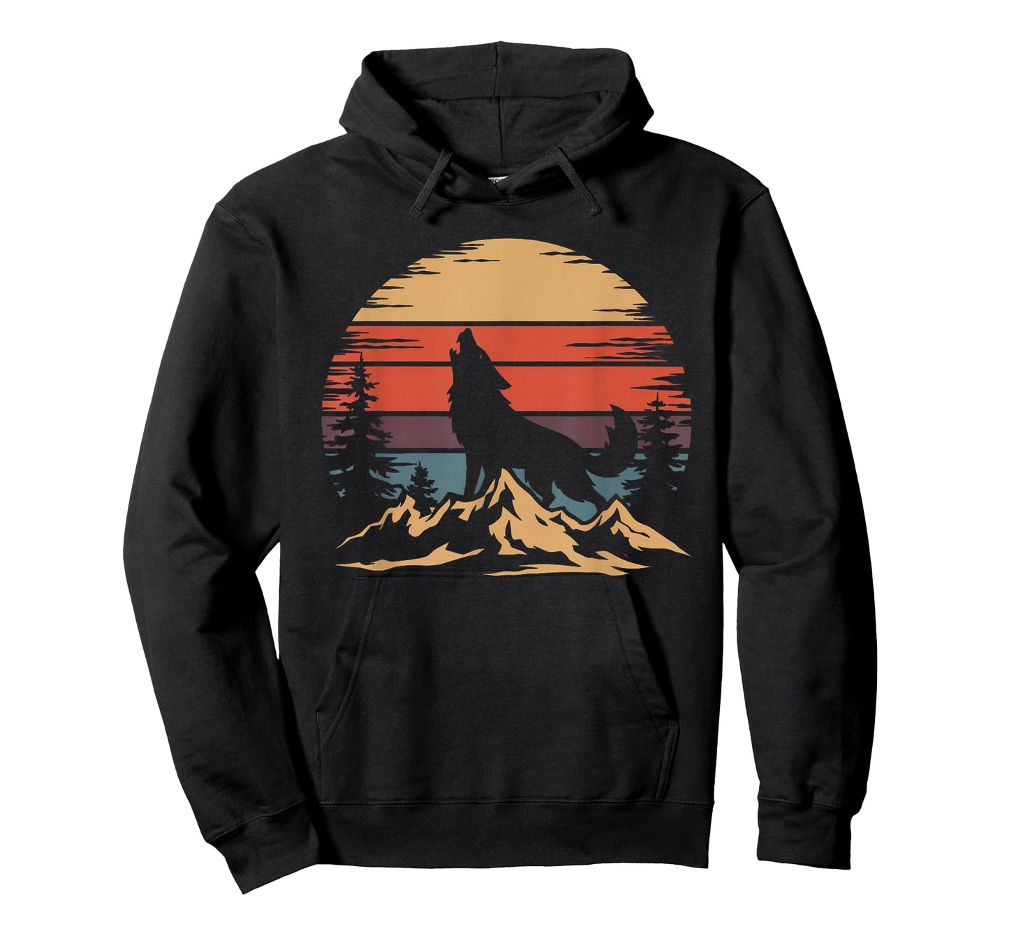 Wolf Mountain T-Shirt - Retro Wildlife Howling Wolf Nature T-Shirt