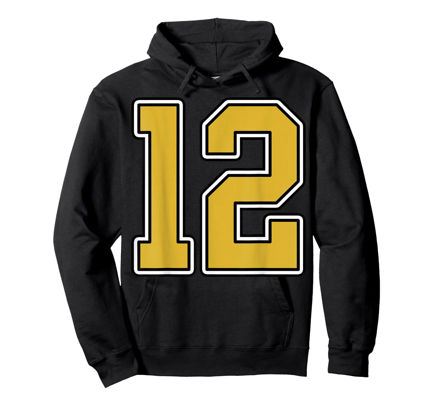 Old Gold Black White Sports Number 12 Jersey Uniform Player T-Shirt