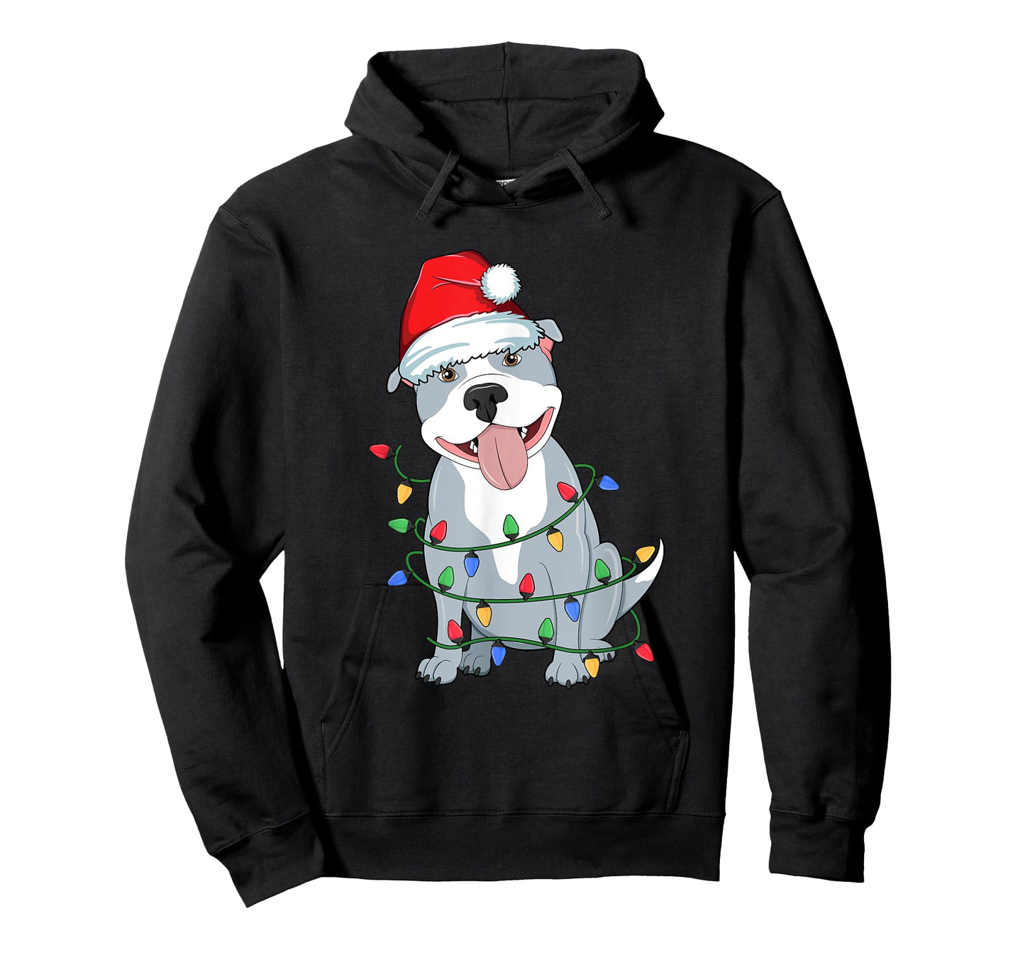 Pitbull Christmas Tree Lights Kawaii Pitty Dog Lover Xmas Men Women Kids T-Shirt