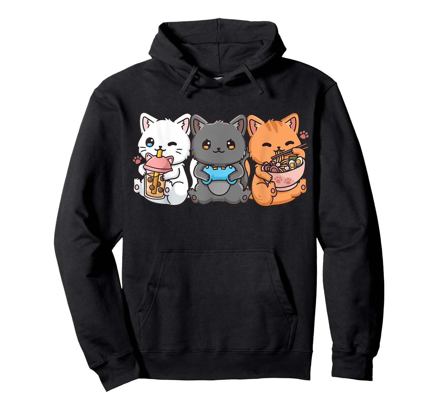 Anime Boba Tea Bubble Tea Gaming Gamer Ramen Cat T-Shirt Small