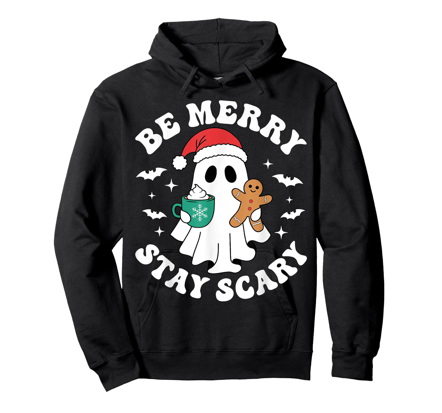 Be Merry Stay Scary Funny Santa Ghost Christmas Halloween T-Shirt