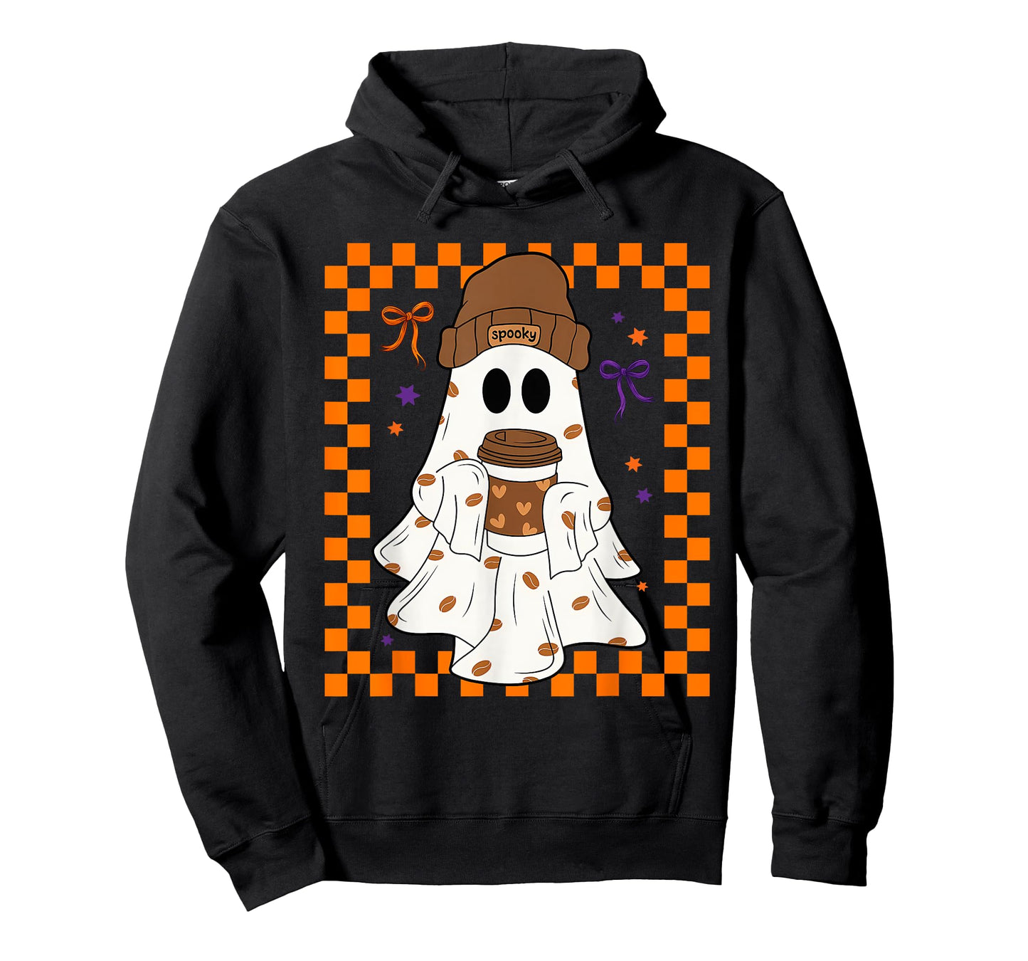 Cute Ghost Drinking Coffee Halloween Ghost Ice Coffee Womens T-Shirt