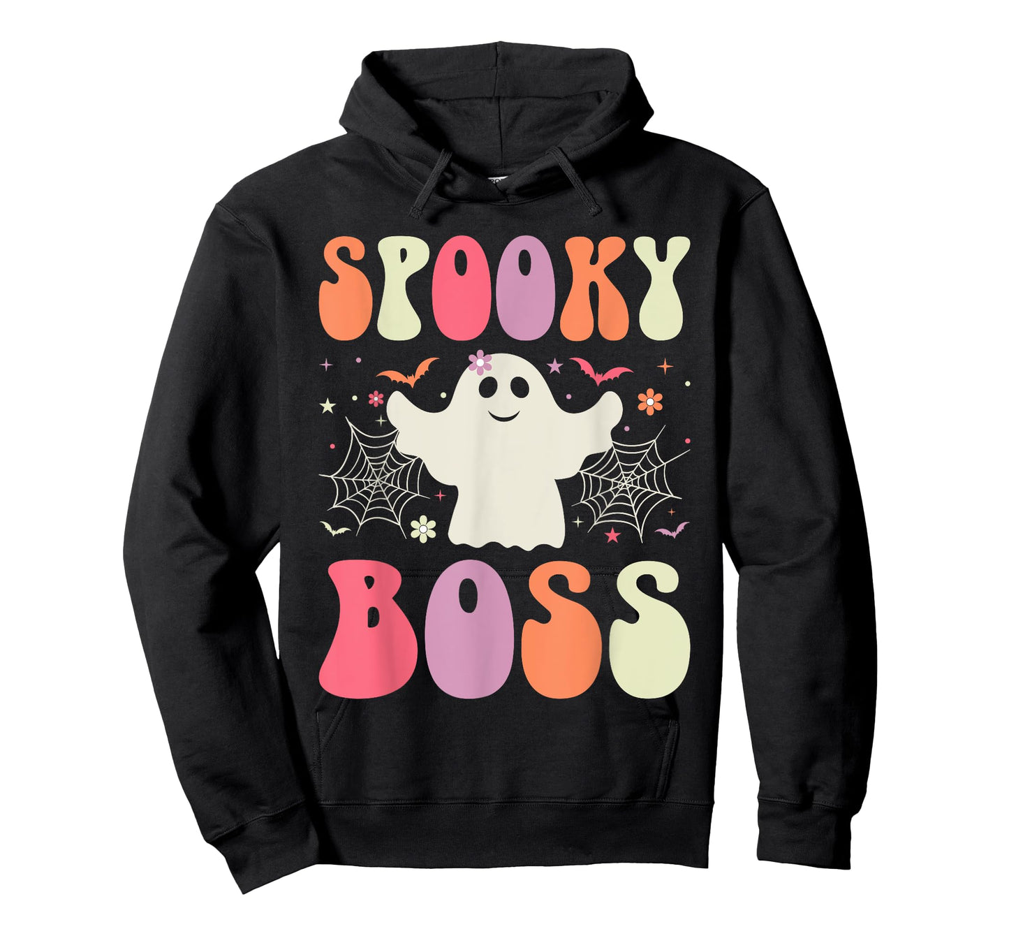 Spooky Boss Halloween Matching Skeleton Costume Retro Groovy T-Shirt