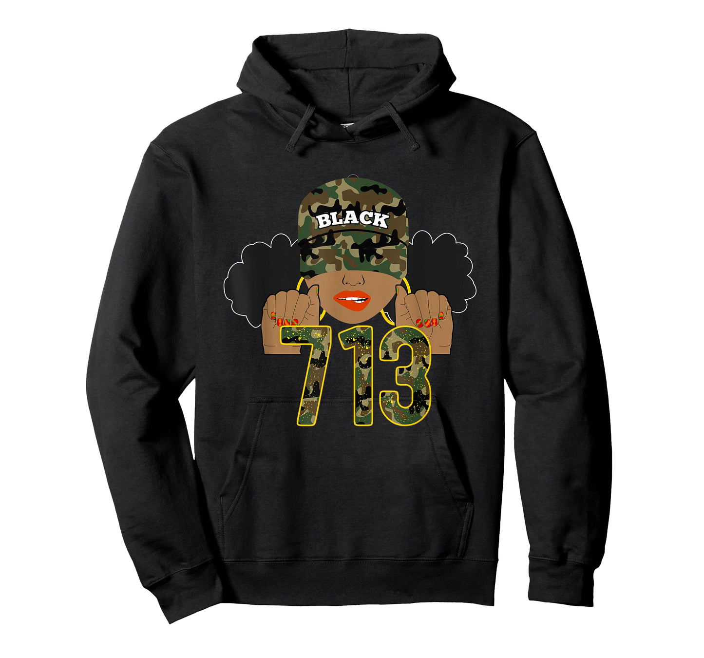 713 Houston Texas H-Town Area Code Black Woman T-Shirt