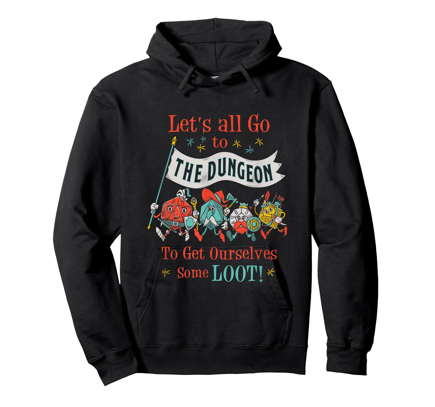 Let's Go To The Dungeon - Vintage Cartoon Fantasy Game Dice T-Shirt