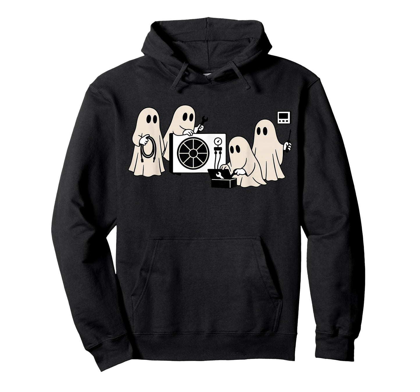 HVAC Halloween Cute Boo Construction Worker Ghost Worker T-Shirt