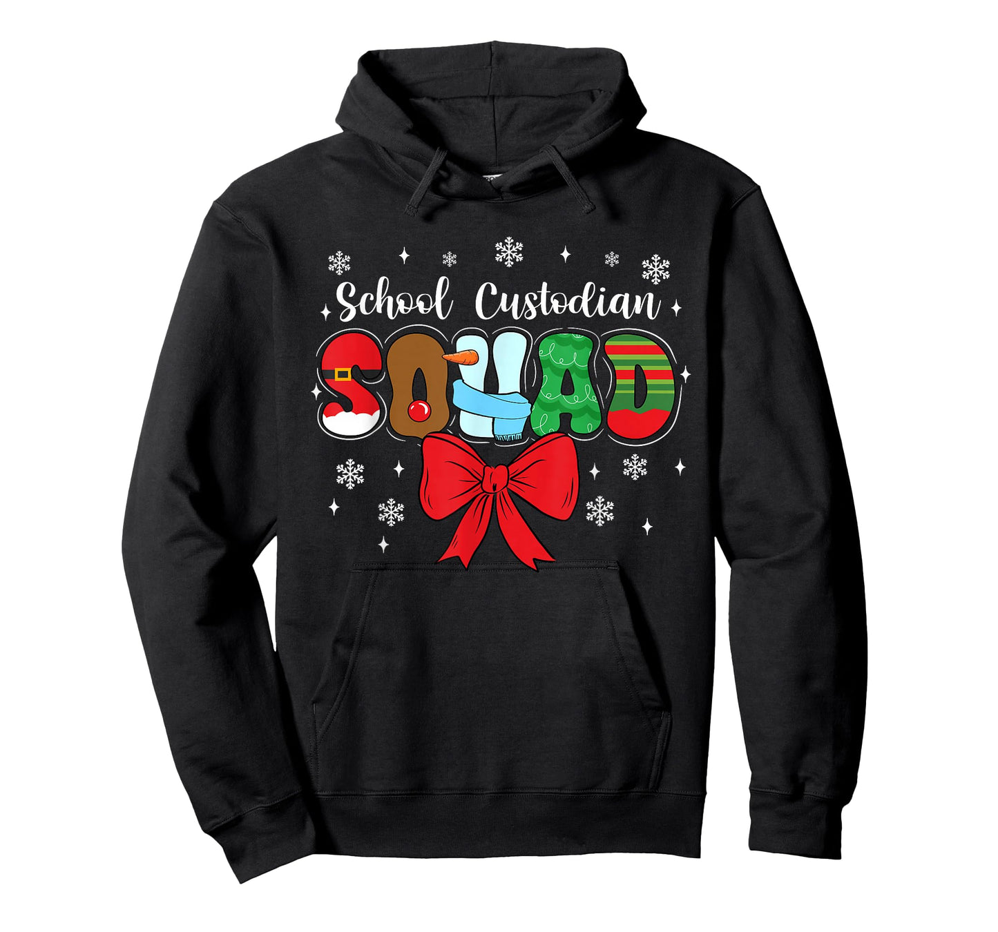 School Custodian Squad Bow Pencil Funny Christmas T-Shirt
