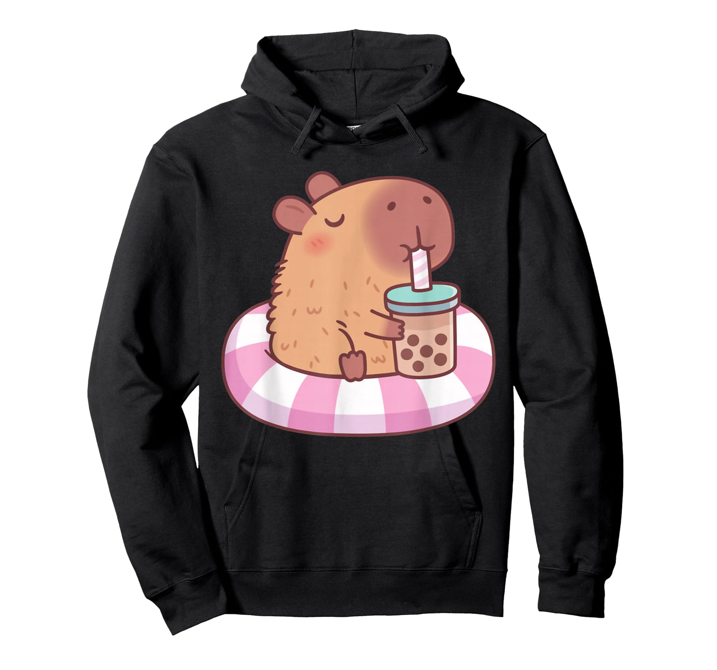 Cute Capybara On Pool Float Drinking Bubble Tea Lover Girls T-Shirt