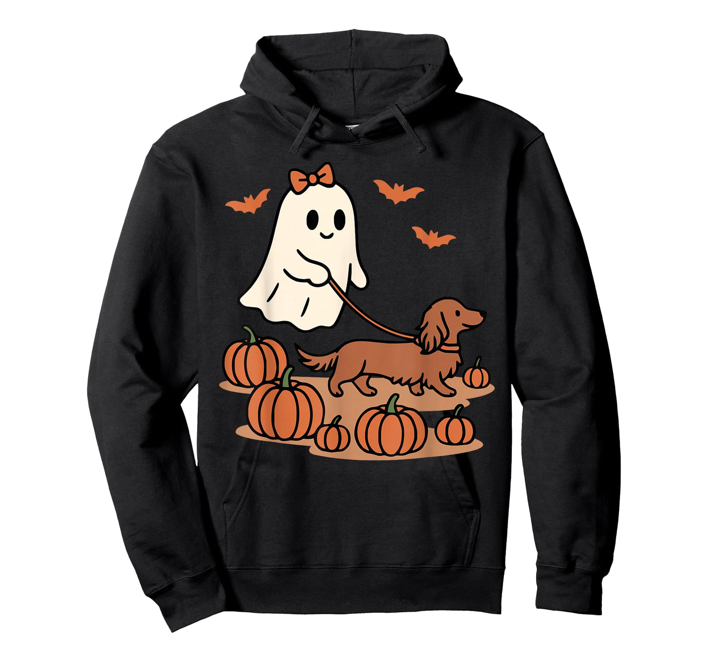 Ghost Walking Long Haired Dachshund Dog Halloween Doxie Mama T-Shirt