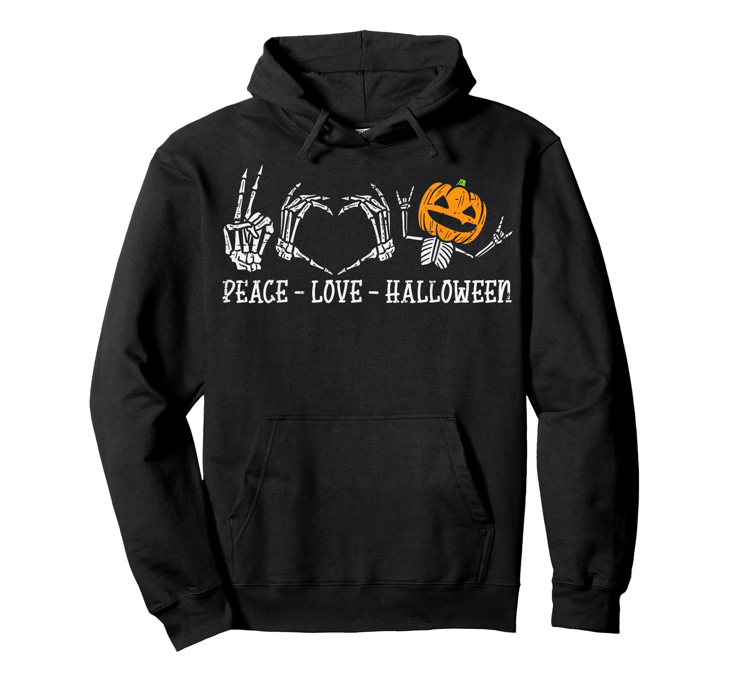 Skeleton Peace Love Pumpkin Funny Halloween Men Women Kids T-Shirt