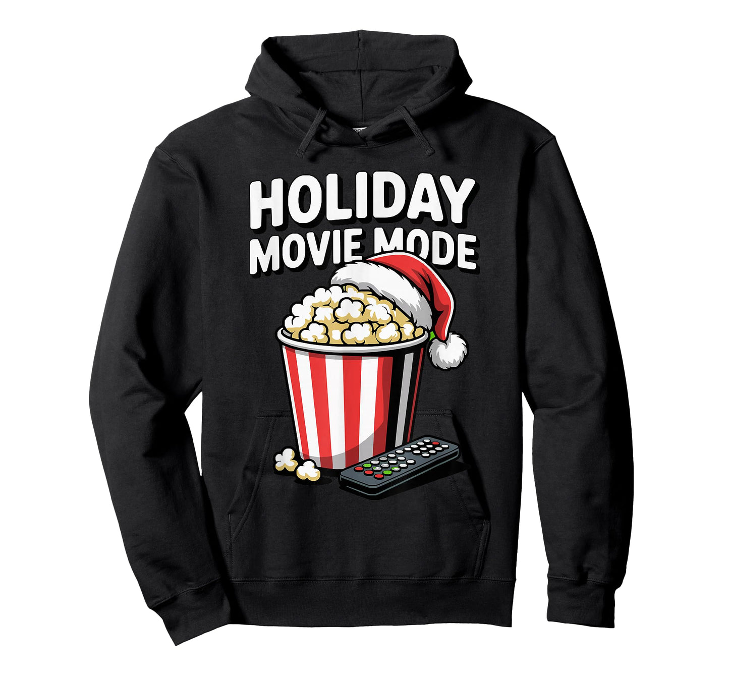 Holiday Movie Mode Popcorn Santa Hat Remote T-Shirt