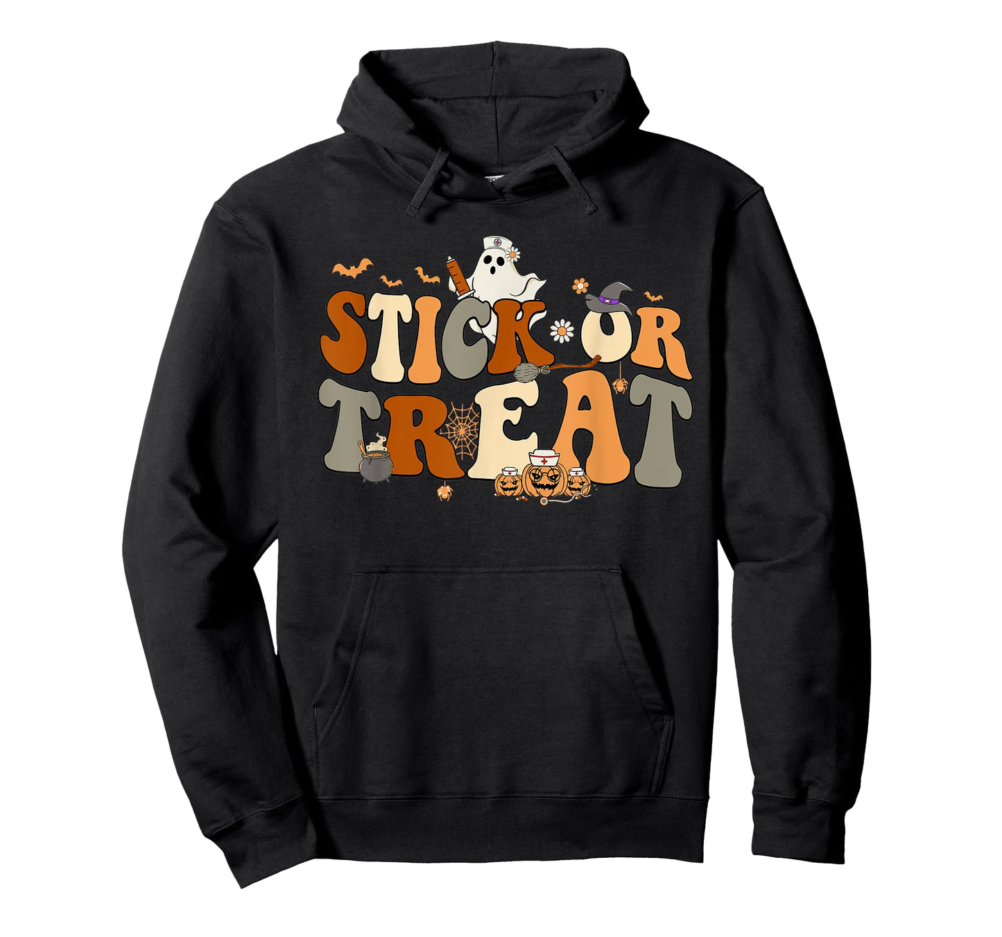 Retro Ghost Stick or Treat Halloween Nurse Spooky Nurse T-Shirt