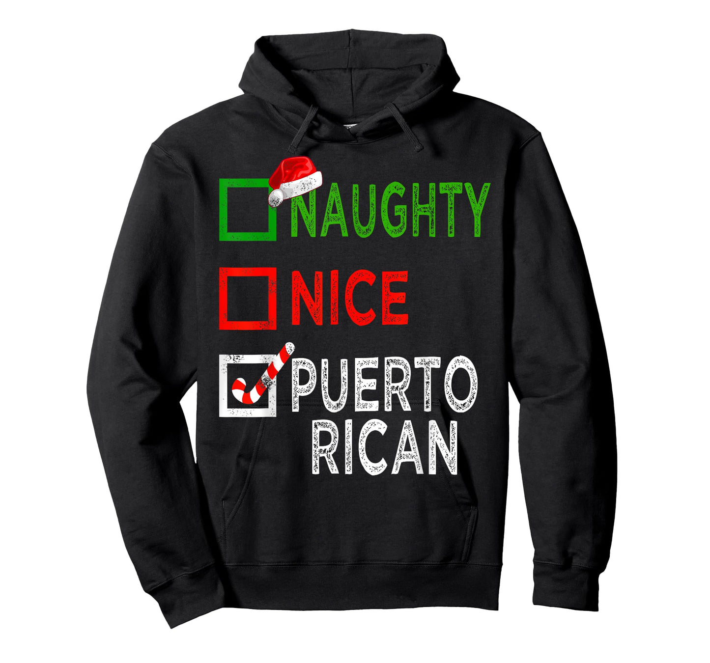 Naughty Nice Puerto Rican Christmas Pajamas Funny Santa Hat T-Shirt