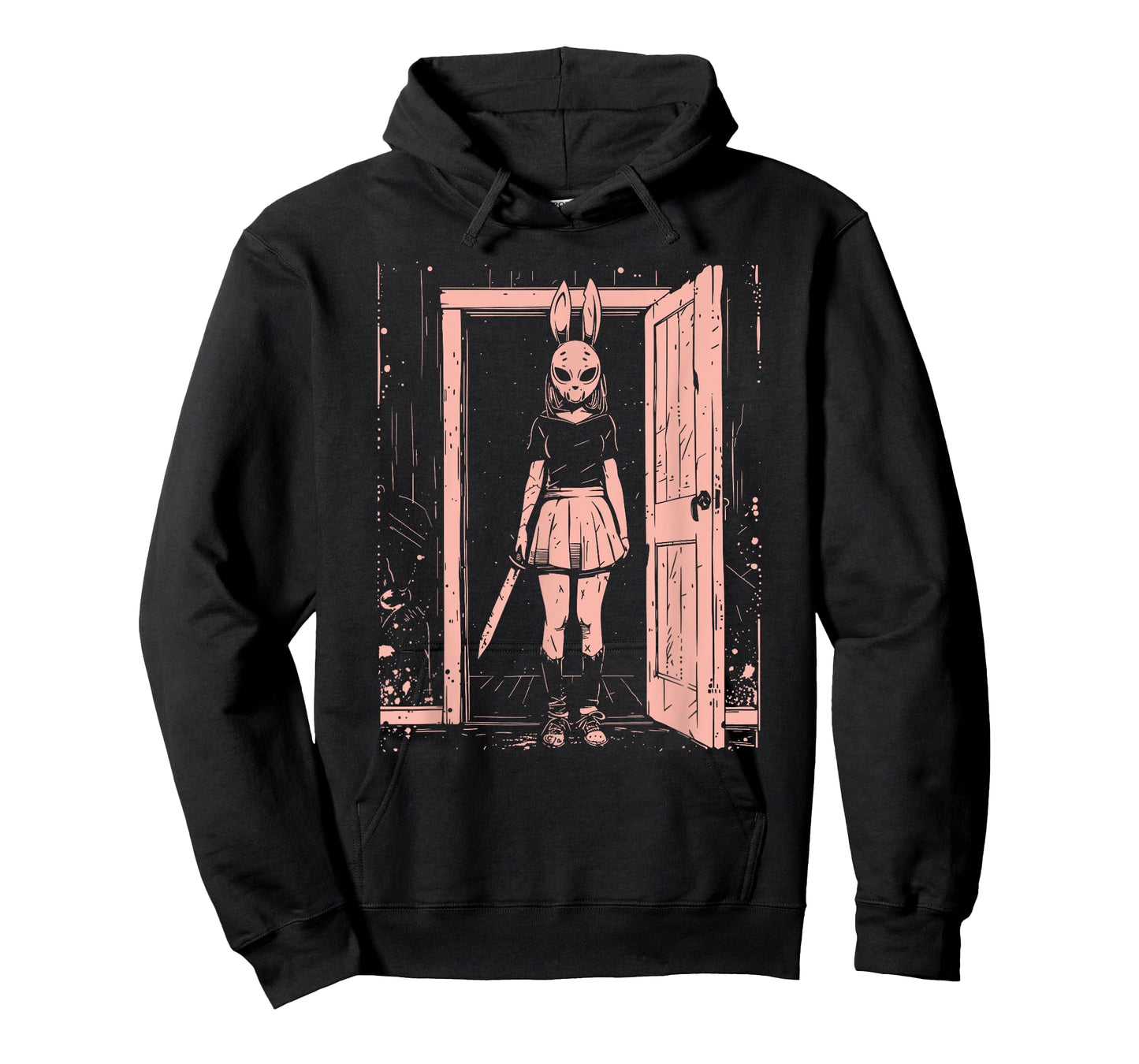 Creepy Girl Bunny Mask Slasher Pastel Goth Anime Horror T-Shirt
