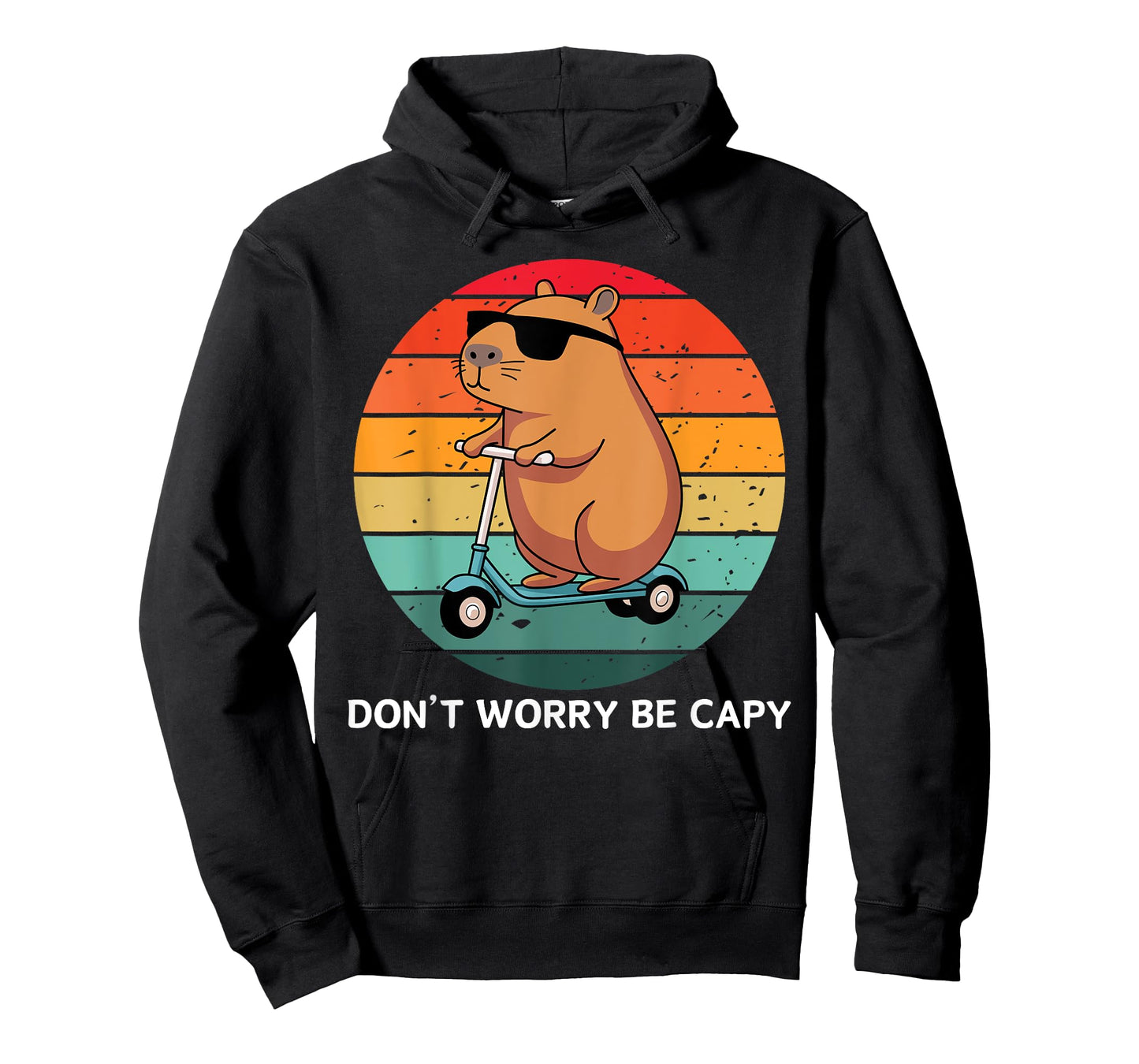 don't worry be capy funny capybara retro sunset T-Shirt