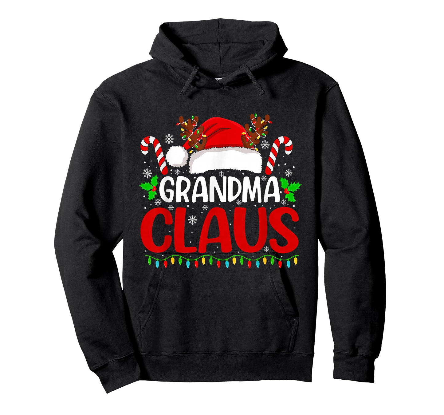 Grandma Claus Christmas Lights Santa Family Matching Xmas T-Shirt