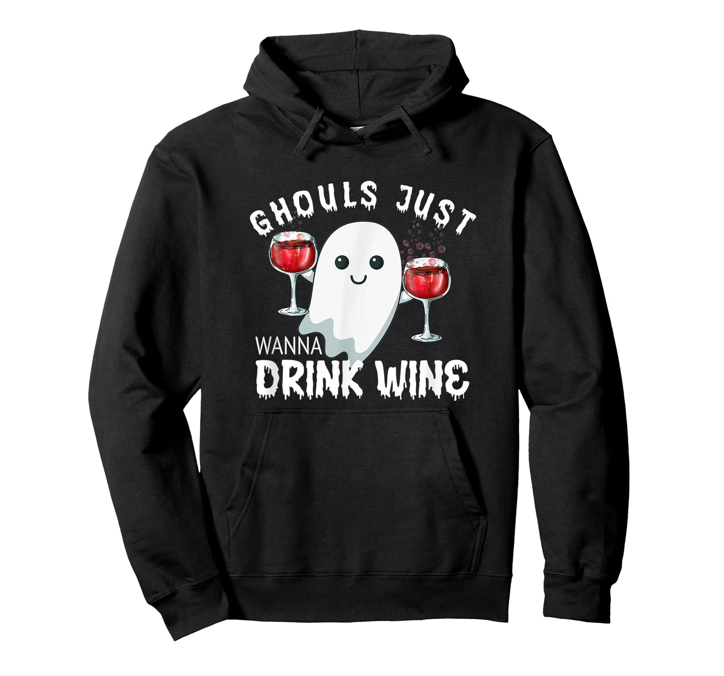 Funny Ghost Shirt Halloween Wine Drinking Pajama Top Women T-Shirt