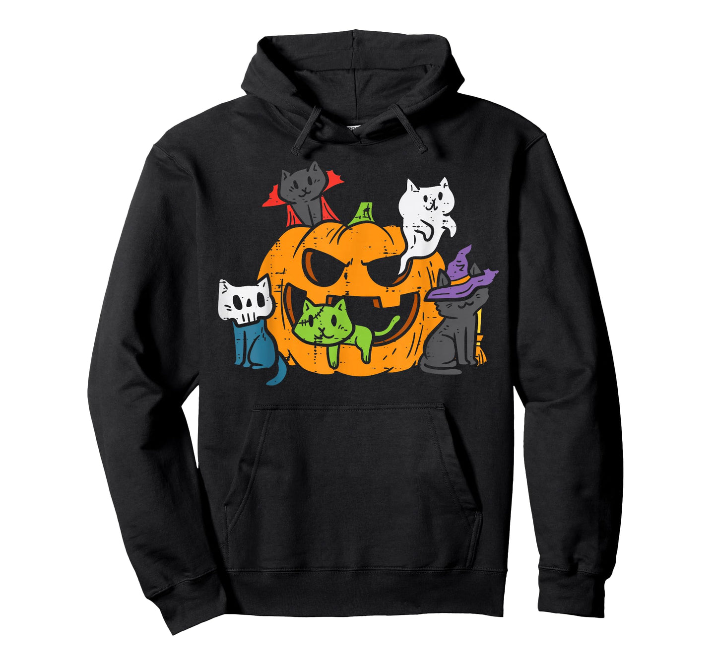 Vampire Ghost Zombie Witch Cats In Pumpkin Cute Halloween T-Shirt