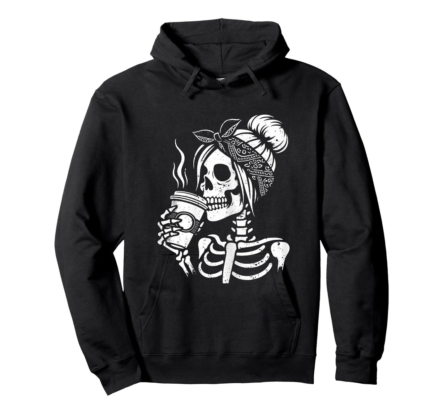 Halloween Skeleton Messy Bun Coffee Funny Costume Mom Women T-Shirt