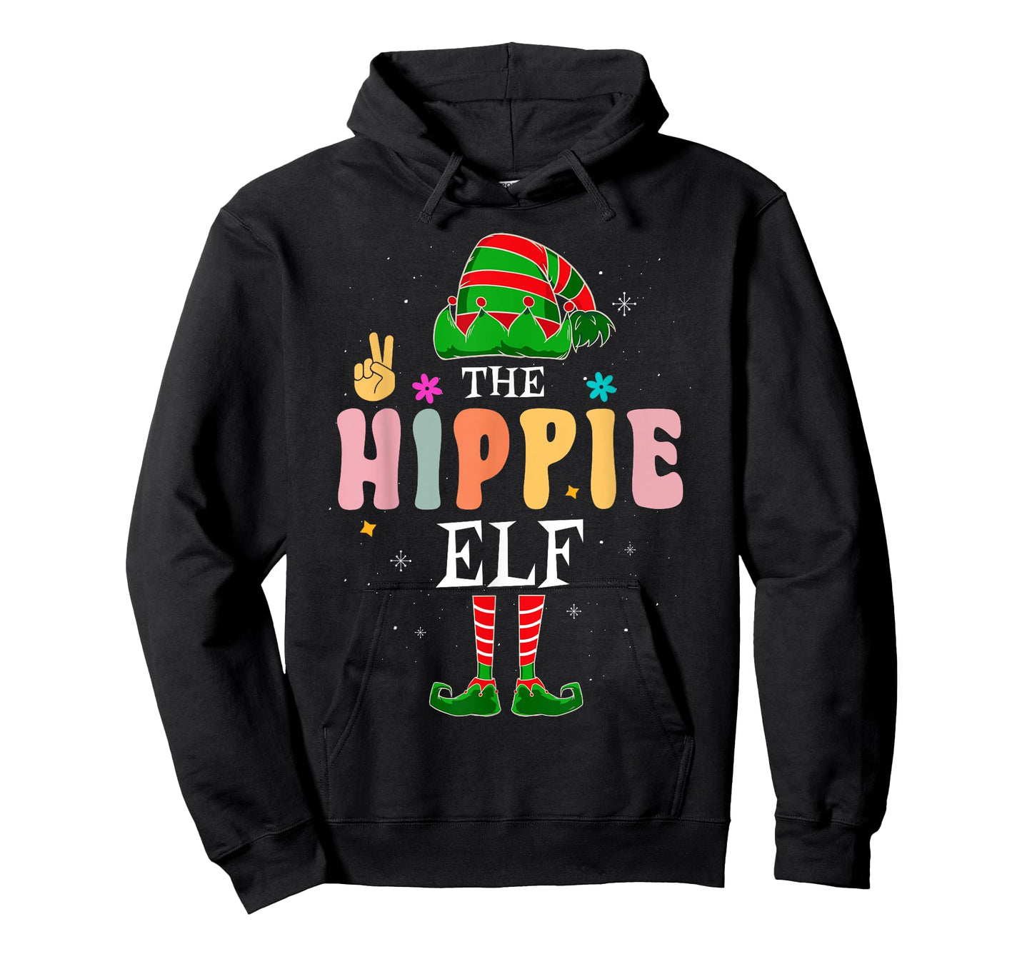 Hippie Elf Group Matching Family Christmas Groovy Retro T-Shirt