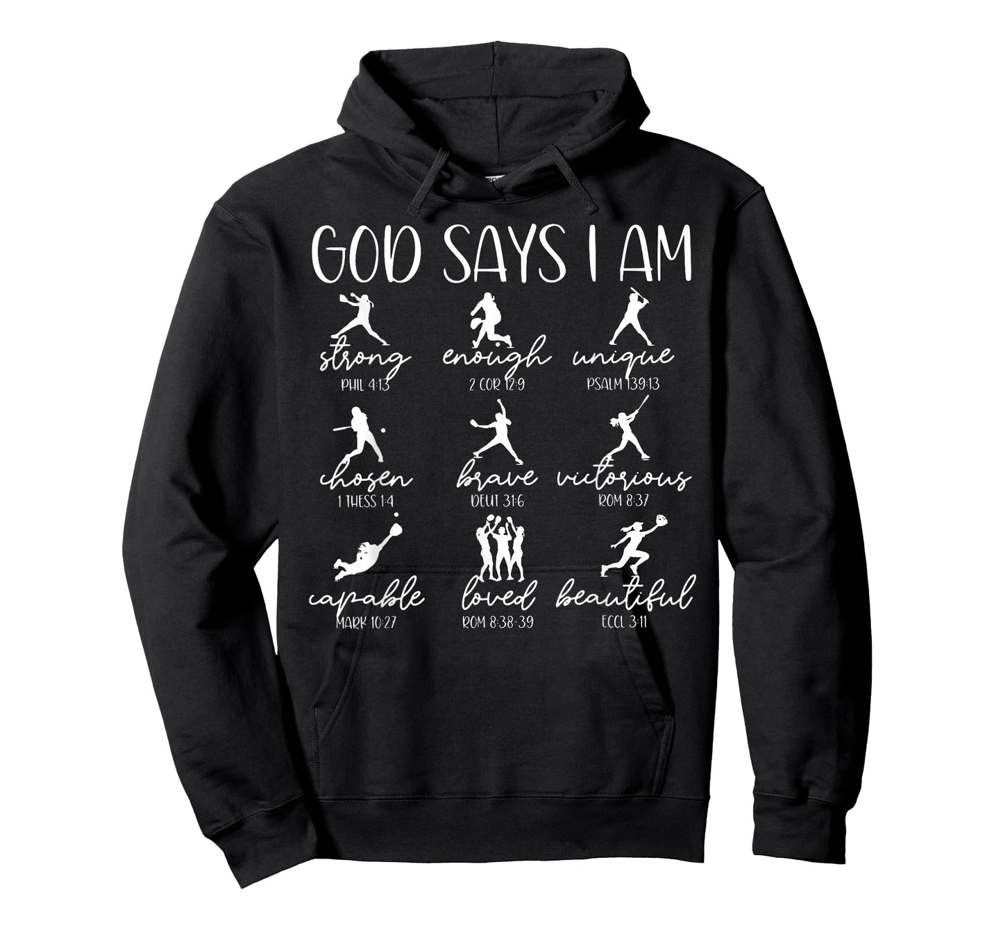 God Says I Am Bible Verse Religious Christian Softball Girls T-Shirt
