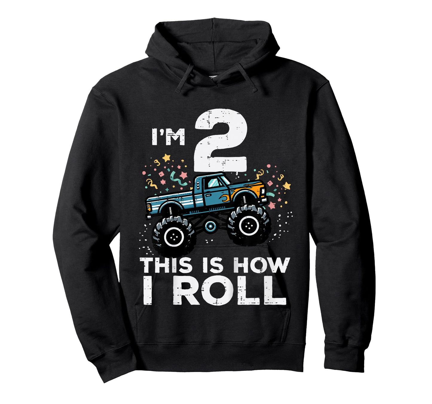 Kids Im 2 Monster Truck This How I Roll 2nd Birthday Boys Kids T-Shirt