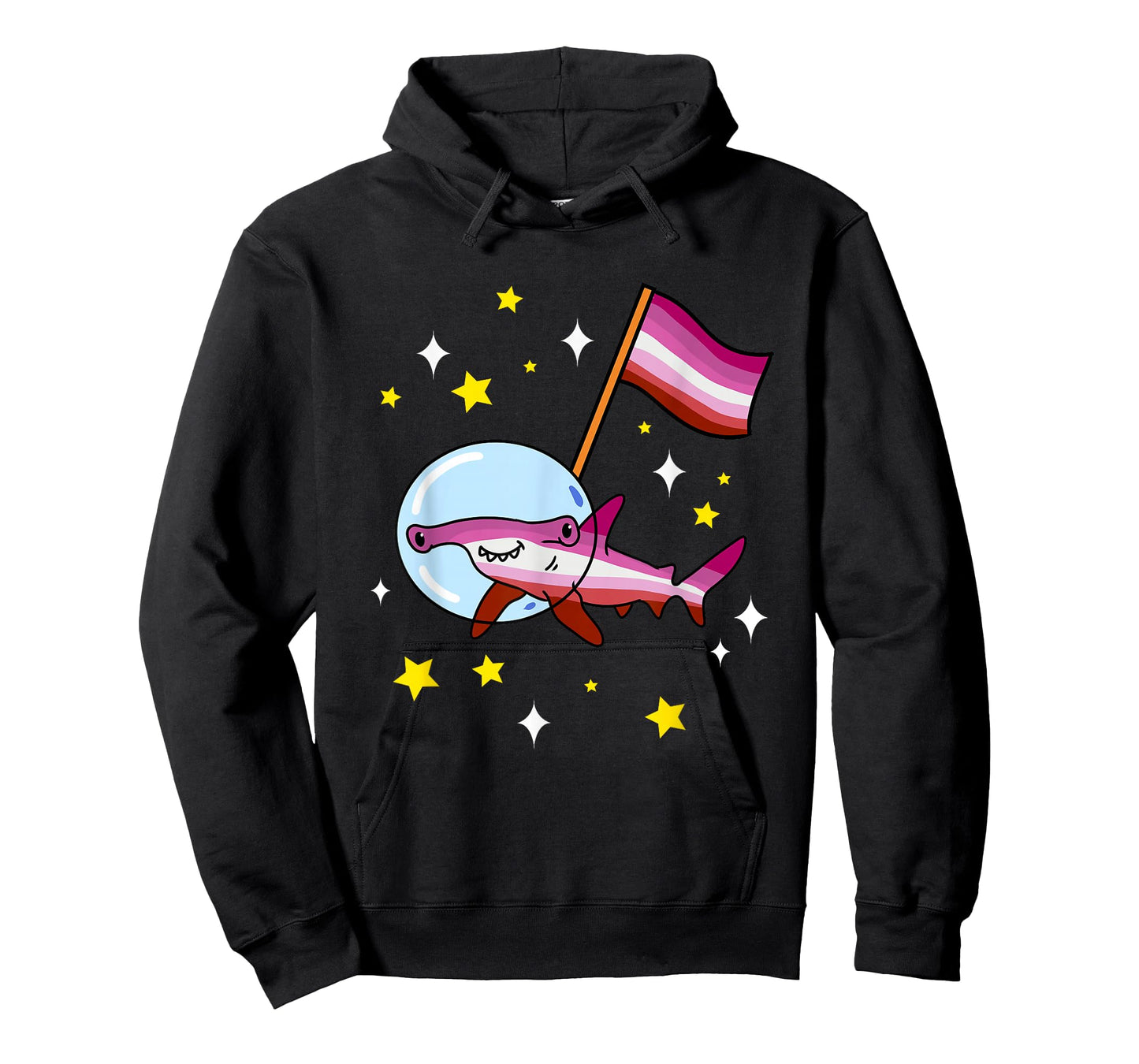 Lesbian Hammerhead Shark In Space Lesbian Pride T-Shirt