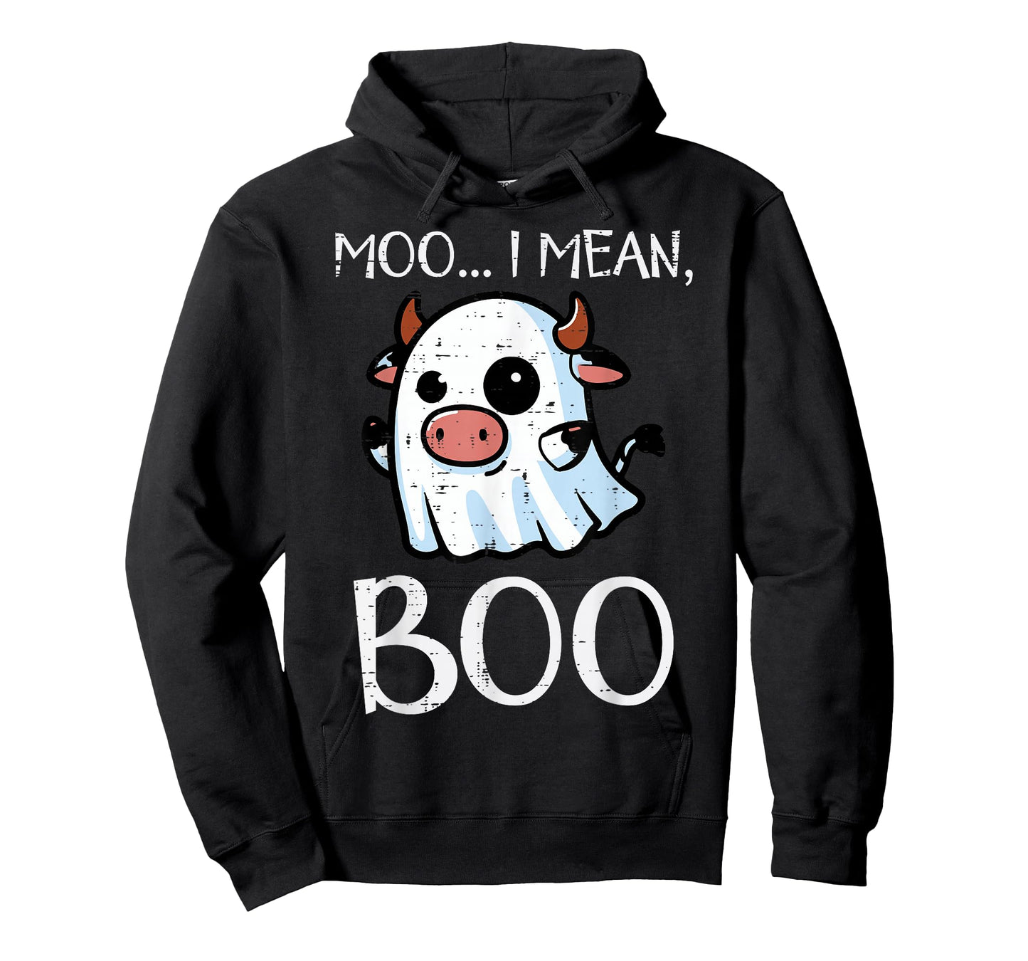 Halloween Cow Ghost Moo I Mean Boo Costume Kids Women Men T-Shirt