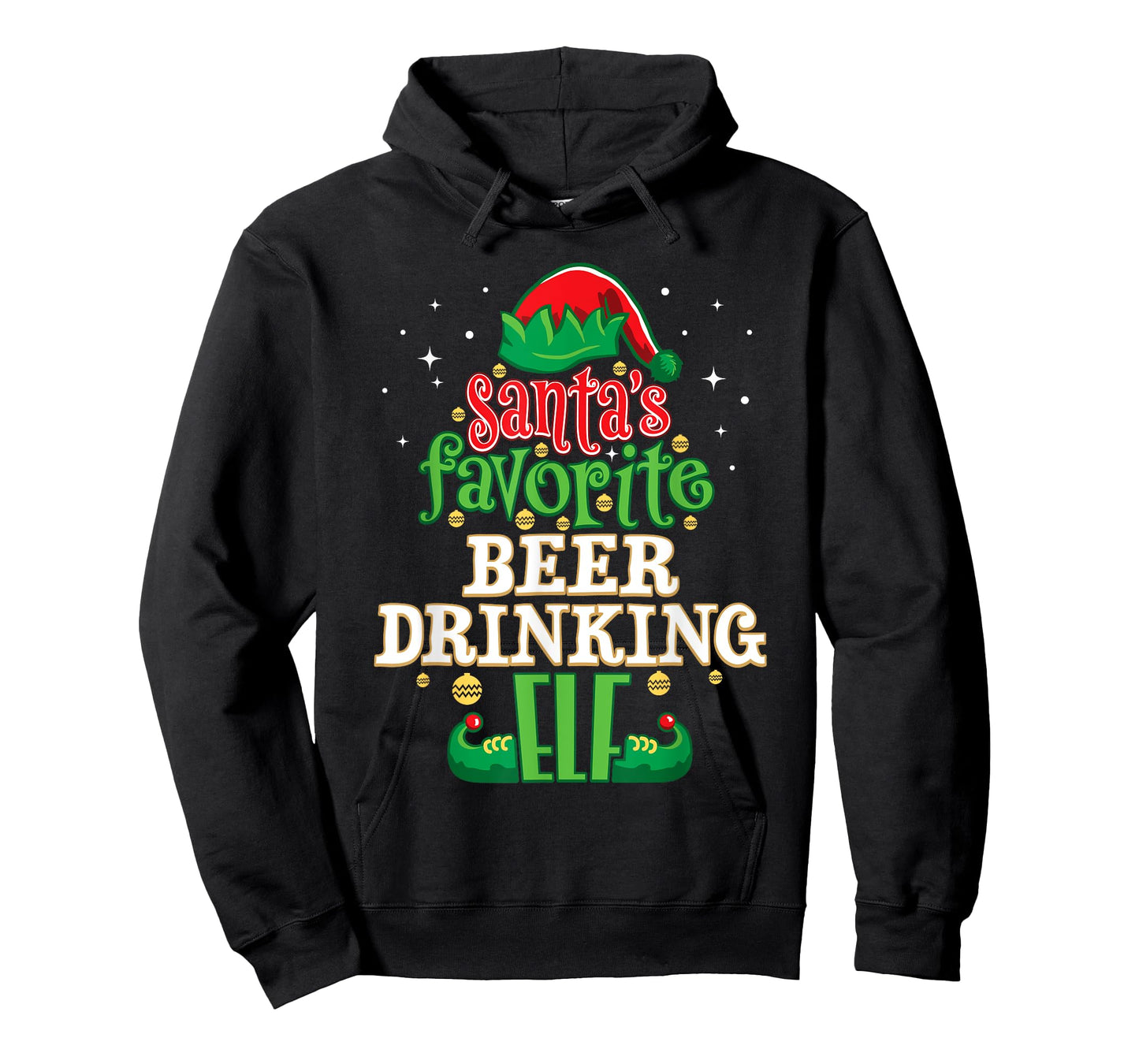 Santa's Favorite Beer Drinking Elf Christmas Matching T-Shirt