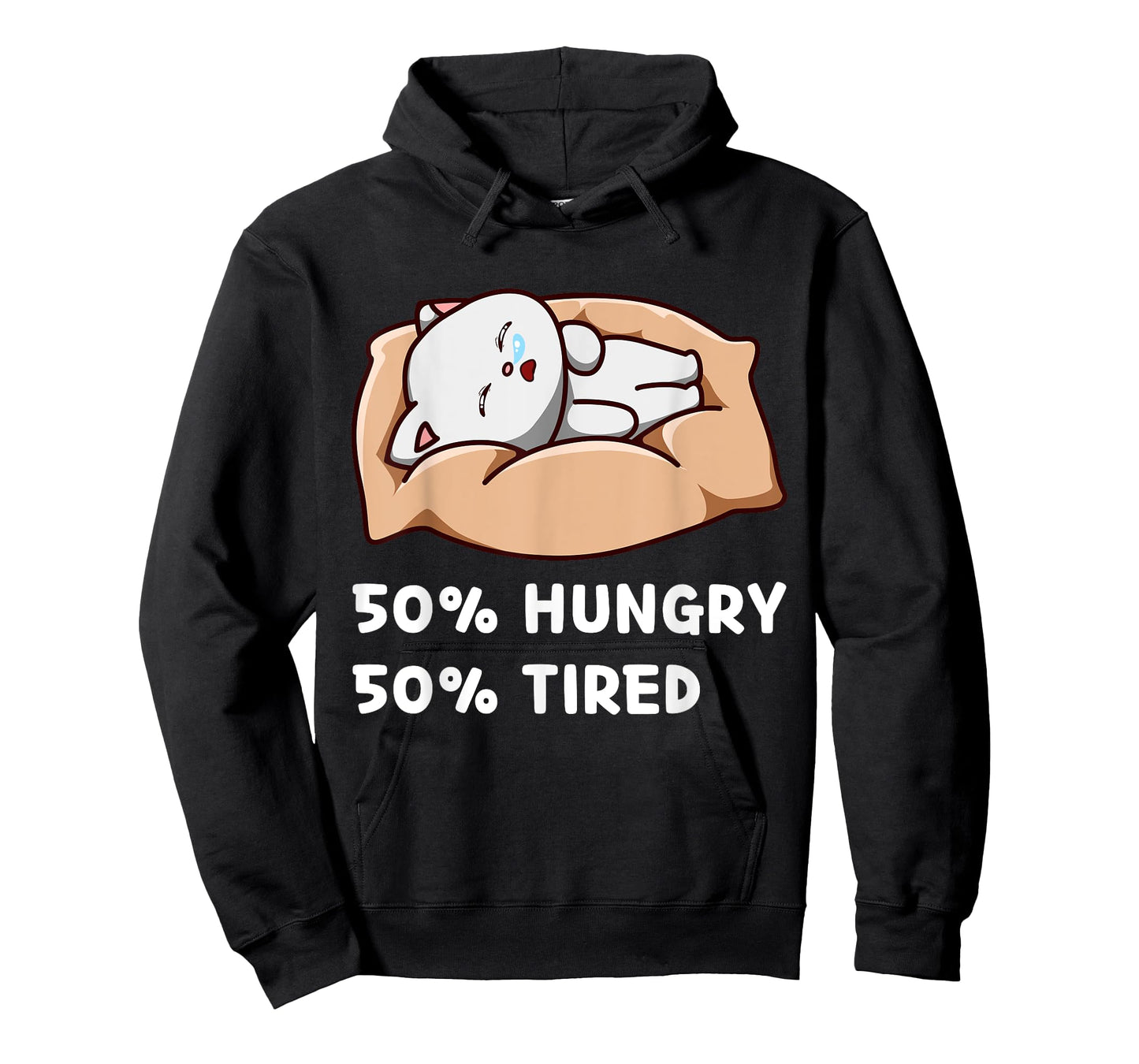 Kawaii Cute Hungry Hangry Cat Tired Sleeping Kitten Lover Men Women Girls Kids T-Shirt