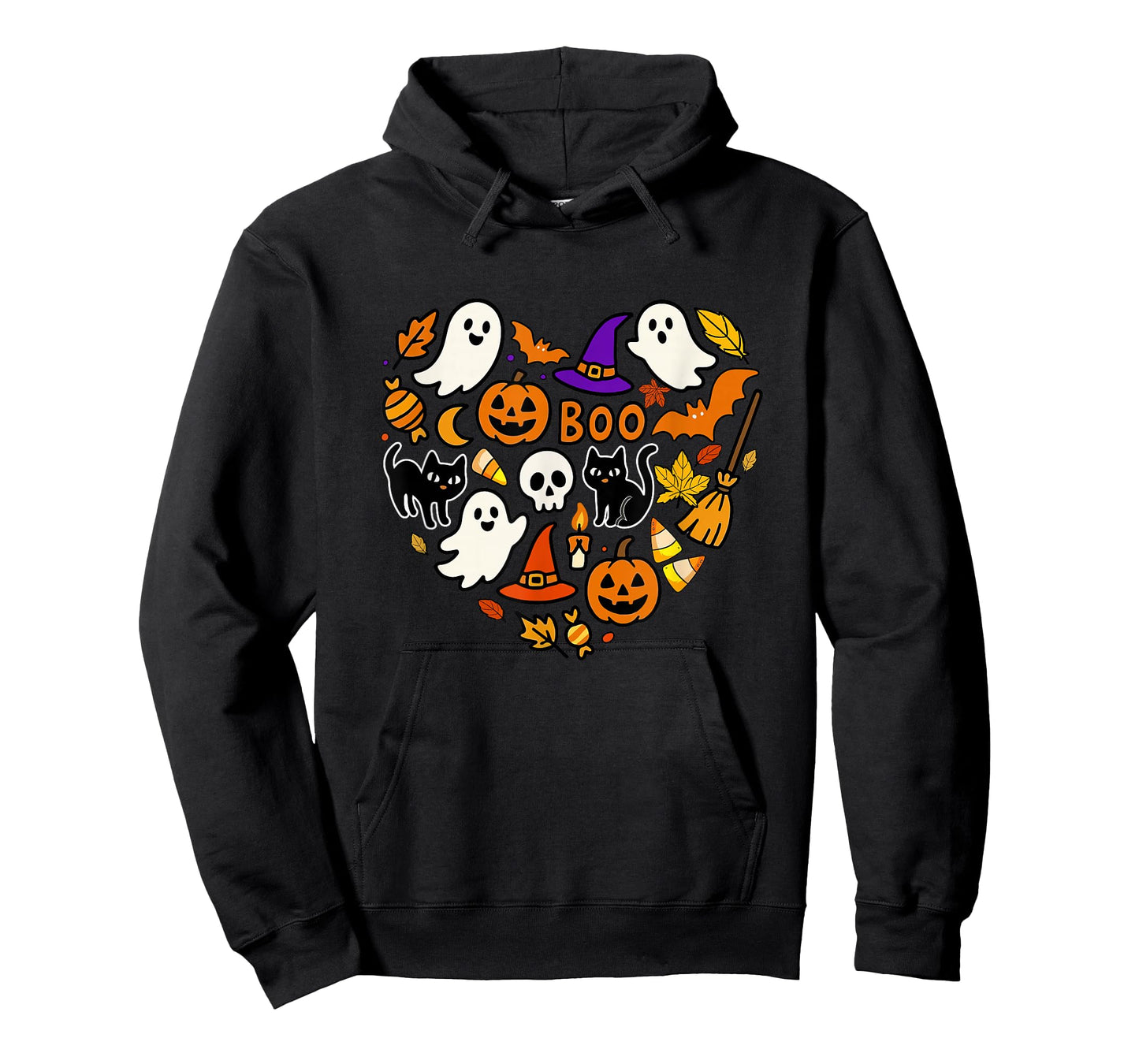 Group Cats Boo Ghosts Candy Corns Halloween Heart Shape T-Shirt