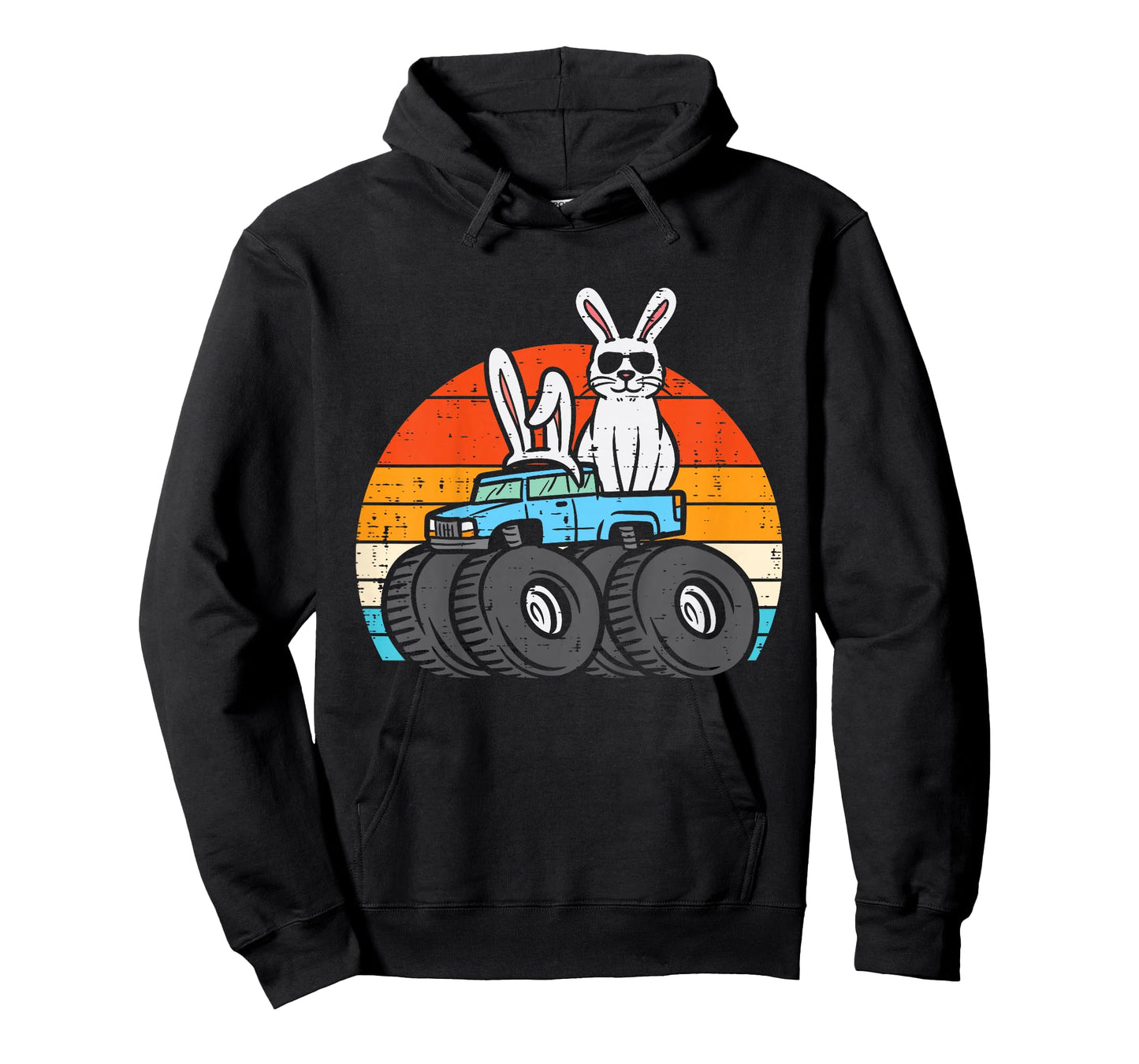 Kids Easter Bunny Rabbit Monster Trucks Retro Boys Kids Toddler T-Shirt