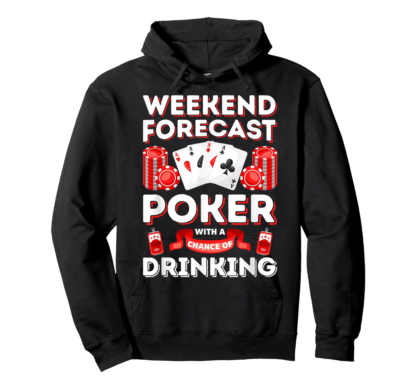Vintage Weekend Forecast Poker Drinking T-shirt for Men T-Shirt