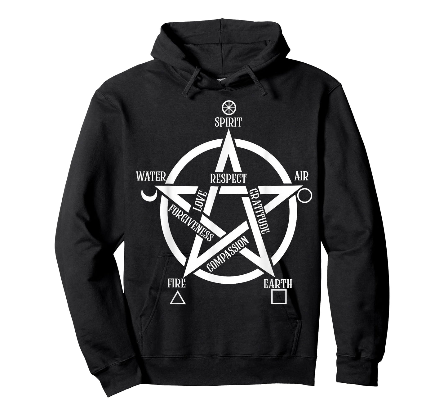 Spirit Water Fire Earth Air - Elemental Pentacle Witch T-Shirt