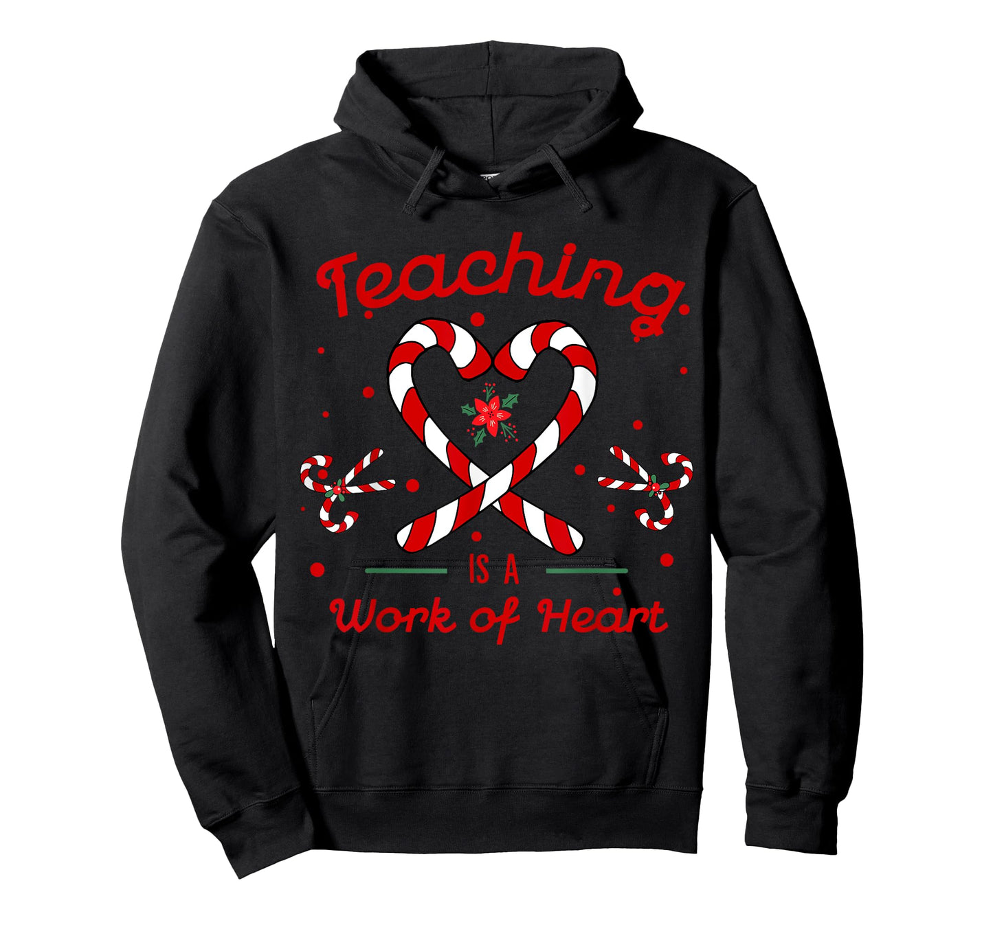 Teaching is a Work of Heart Christmas Teacher Candy Cane T-Shirt for Men Women