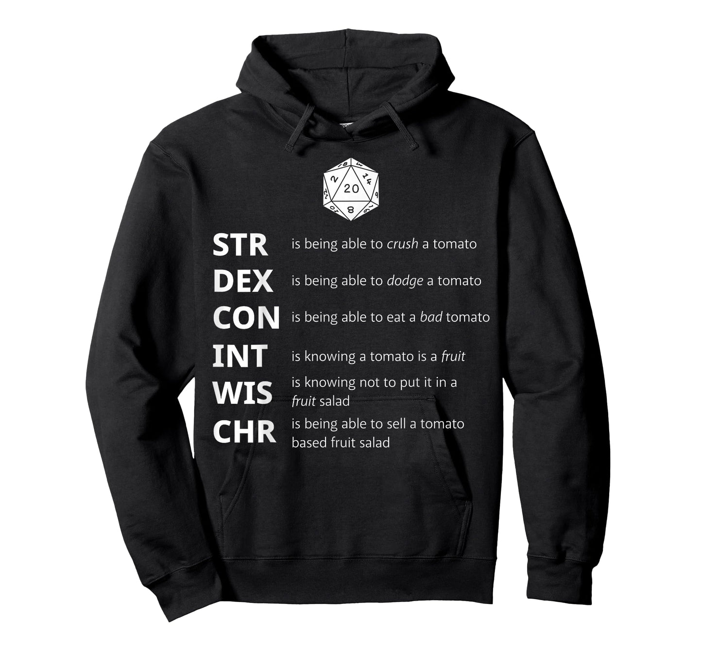 Funny RPG Tomatoes Stats Meme – Tabletop Dice Gamer T-Shirt