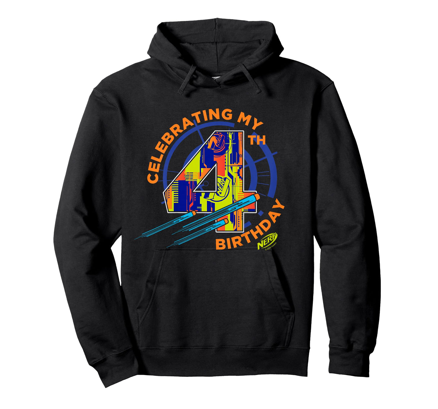 Nerf Birthday Celebrating My 4th Graphic Color Filled Logo T-Shirt