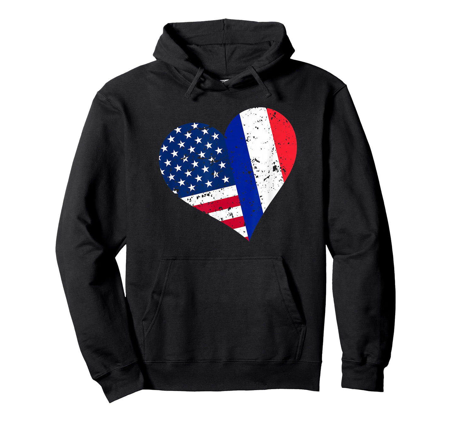 France USA Heart Shirt Distressed French American Flag T-Shirt