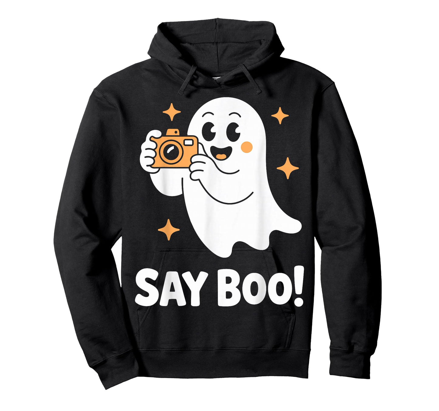 Say Boo Ghost Photographer with Camera Funny Halloween T-Shirt