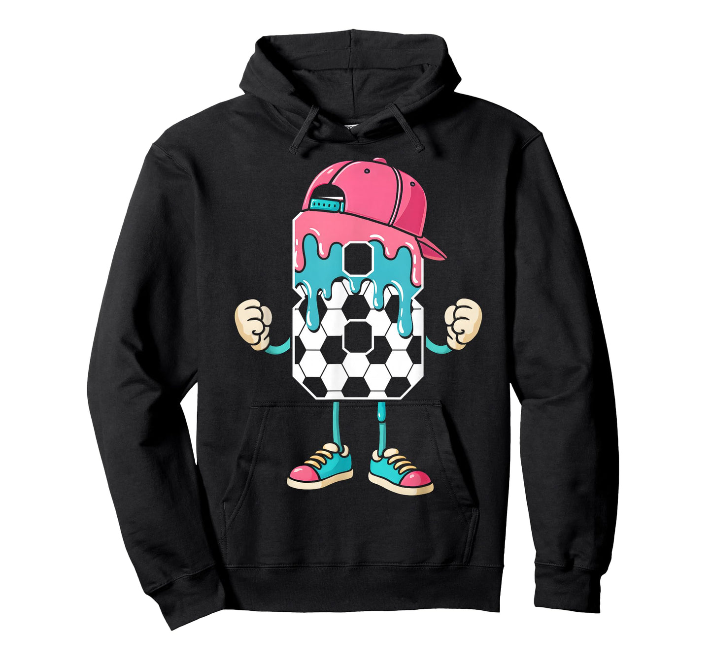 Soccer 8 Year Old Ice Cream Drip Youth 8th Birthday Boy 8 T-Shirt