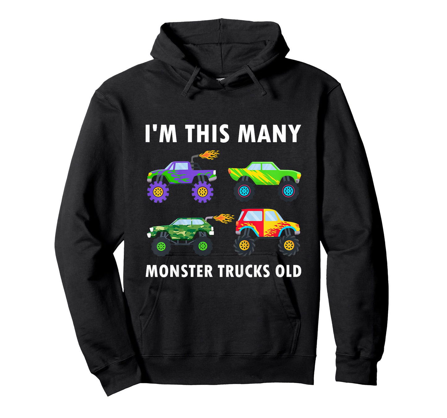 Kids 4 Years Old Boy Monster Trucks Old 4th Birthday Kids T-Shirt