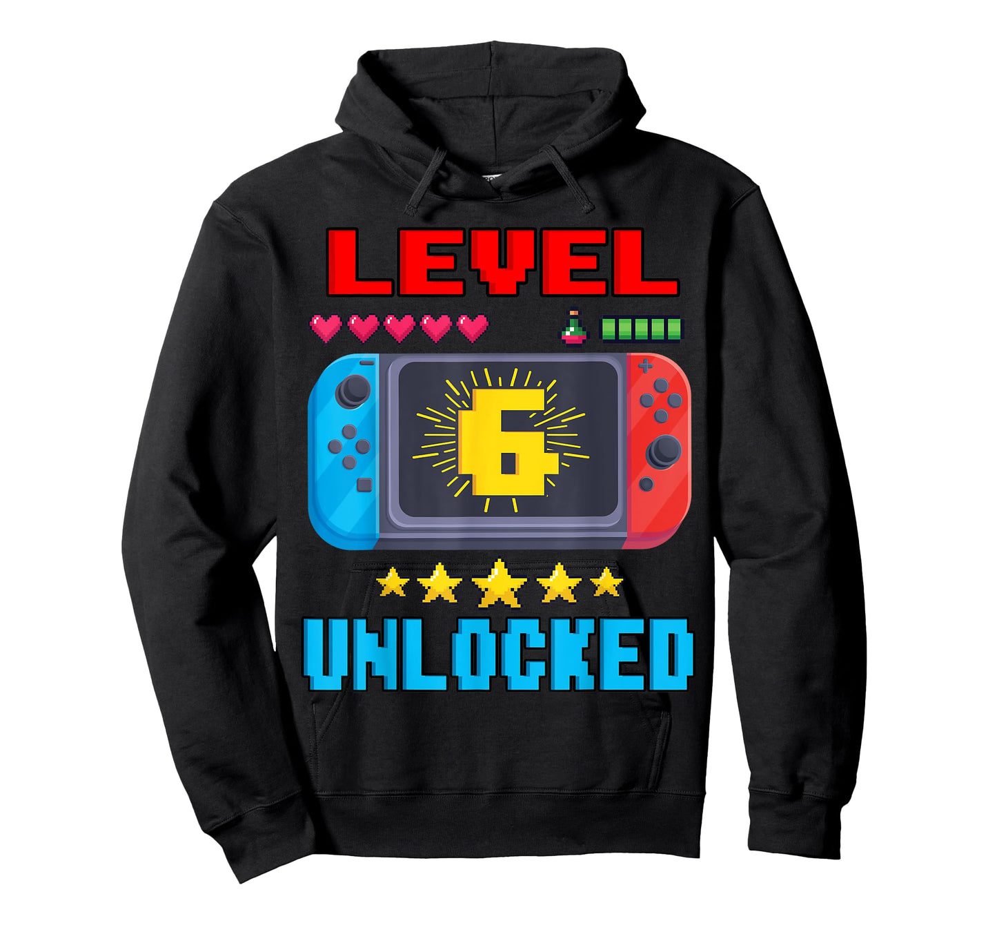 6th Birthday Boy Level 6 Unlocked Video Gamer Birthday T-Shirt