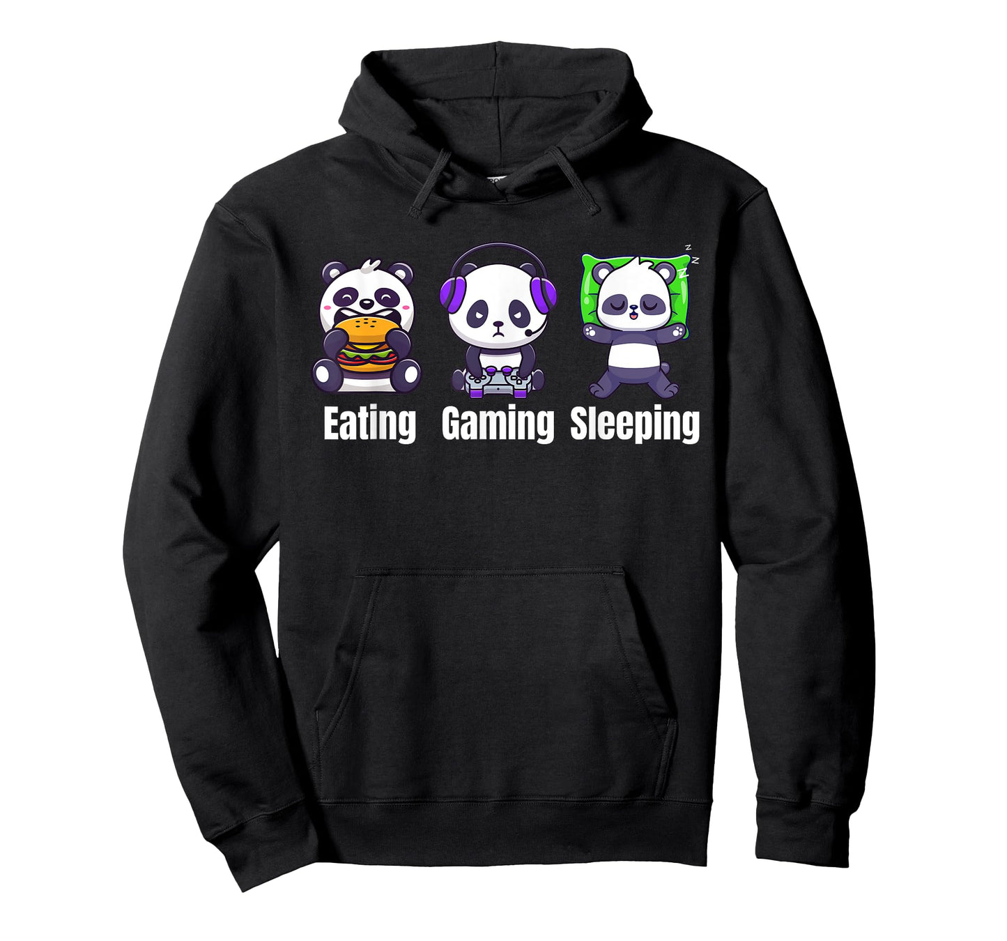 Panda Eating Gaming Sleeping Gamer Men Kids T-Shirt