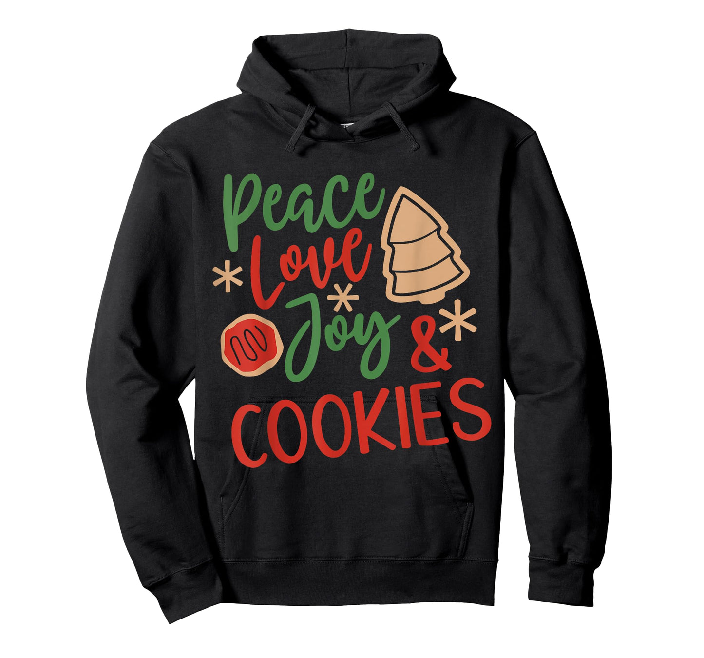 Peace Love Joy and Cookies Matching Family Christmas Pajamas T-Shirt