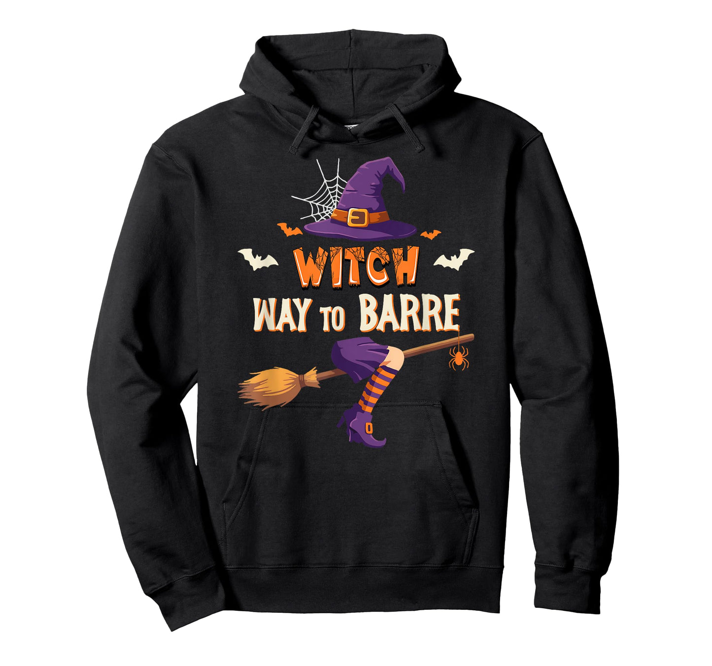 Witch Way To Barre Workout Halloween Funny Bat Hat Lovers T-Shirt