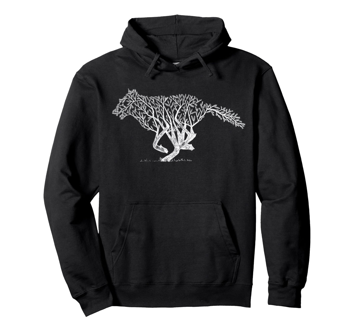 Retro Nature-Inspired Wildlife Tree Branch Running Wild Wolf T-Shirt