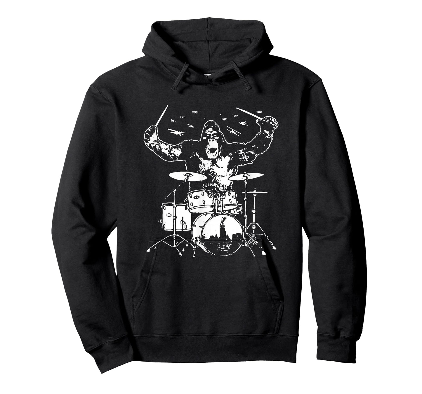 Funny King Rock Gorilla Monster Playing Drum Set Gift T-Shirt